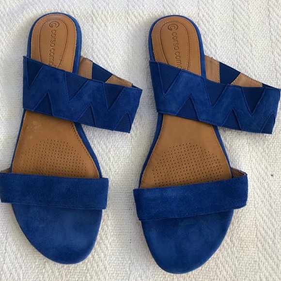 Corso Como Shoes - Corso Como Blue Suede Slide Vickee Sandal Shoes